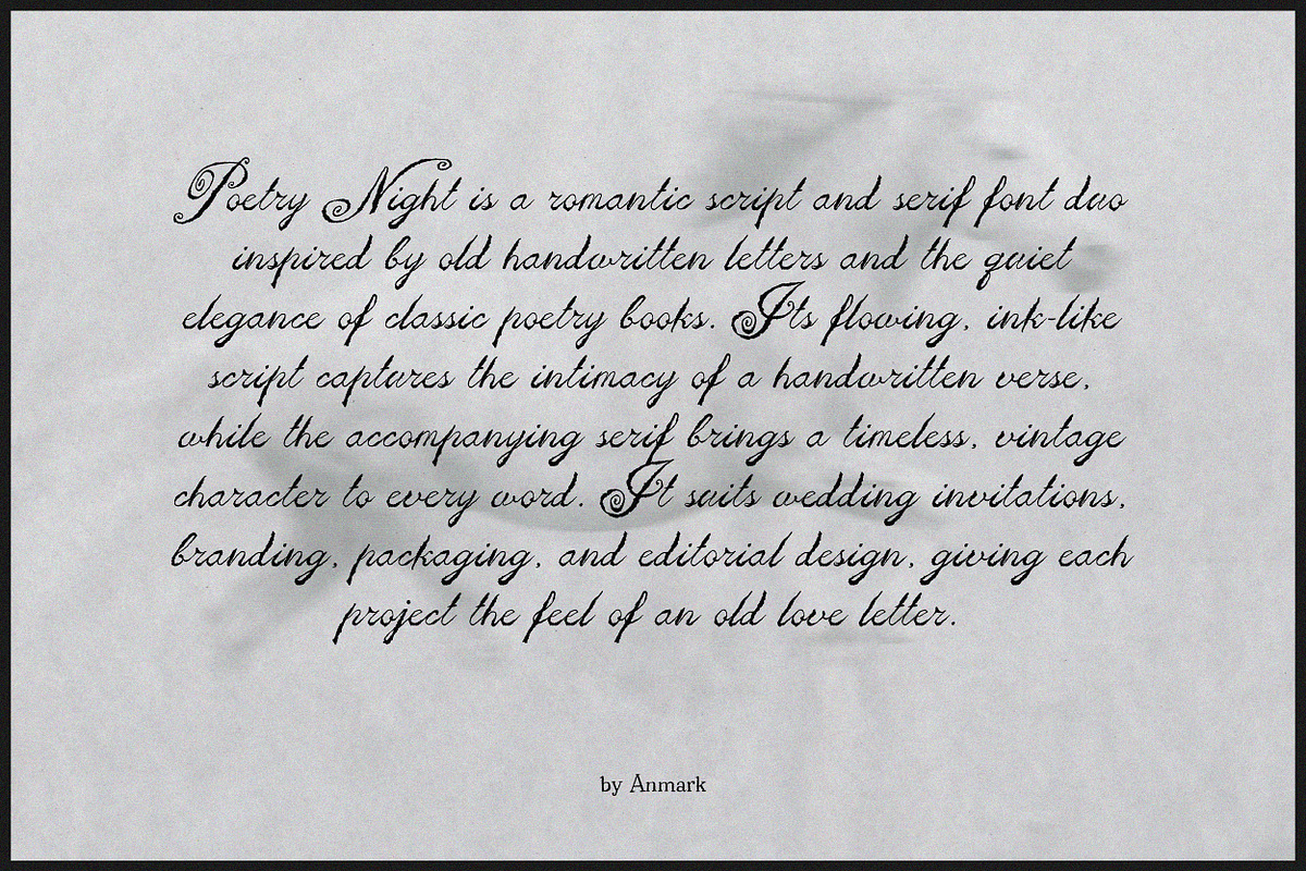 Poetry Night Vintage Font Duo, a Script Font by AnMark (Photo 6 of 13)