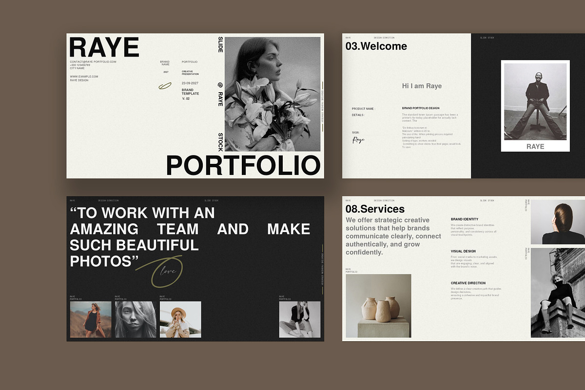 RAYE | Brand Portfolio Template, a Presentation Template by slidestock55 (Photo 3 of 12)