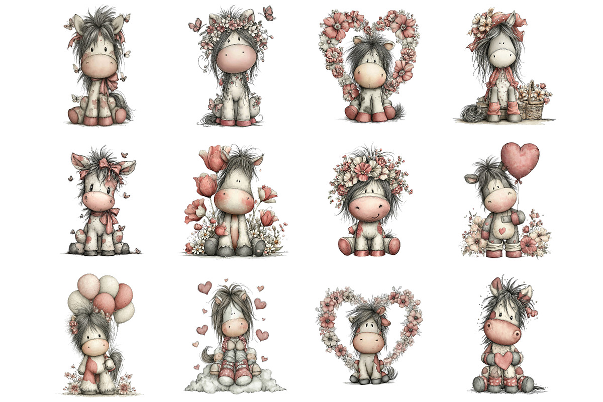 Whimsical Mother's Day Horse Clipart, a Graphic by CitraGraphics (Photo 4 of 5)