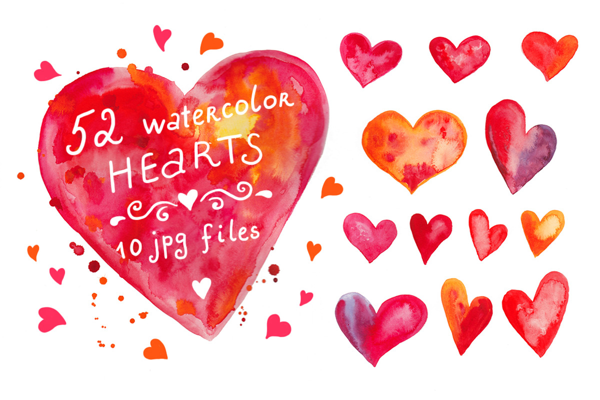 Watercolor hearts set #3, a Decorative Illustration by natsa (Photo 1 of 5)