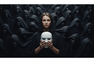 Woman in black hood holding a white, a Person Photo by Igor Tichonow