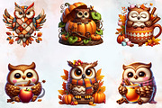 Watercolor Autumn Owl Clipart Bundle, an Illustration by SVGArt (Thumbnail 3 of 8)