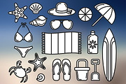 Beach Set Outlined & Colored, an Outline Icon by DeniseUytiepo (Thumbnail 5 of 5)