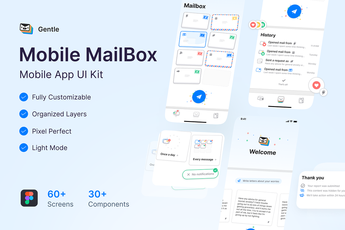 Gentle - MailBox App UI Kit | Creative Market