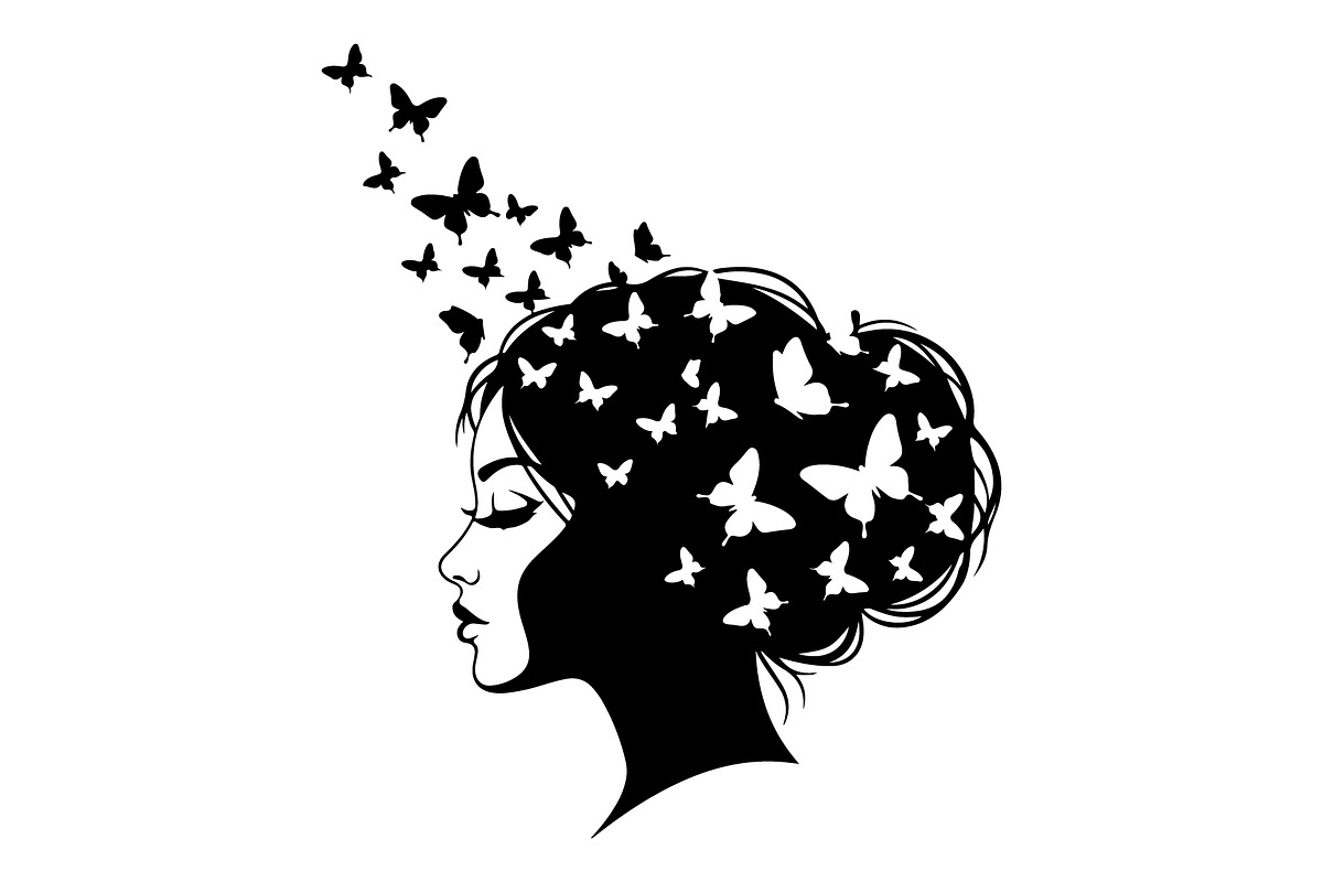 Woman Butterfly Hair Silhouette, an Object Illustration by yasushie (Photo 18 of 31)