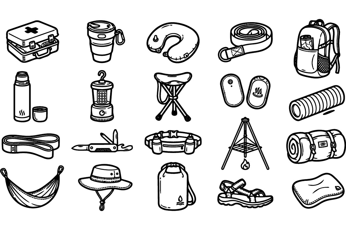 Outdoor Camping Gear Clipart Set, an Illustration by designvectx (Photo 2 of 3)