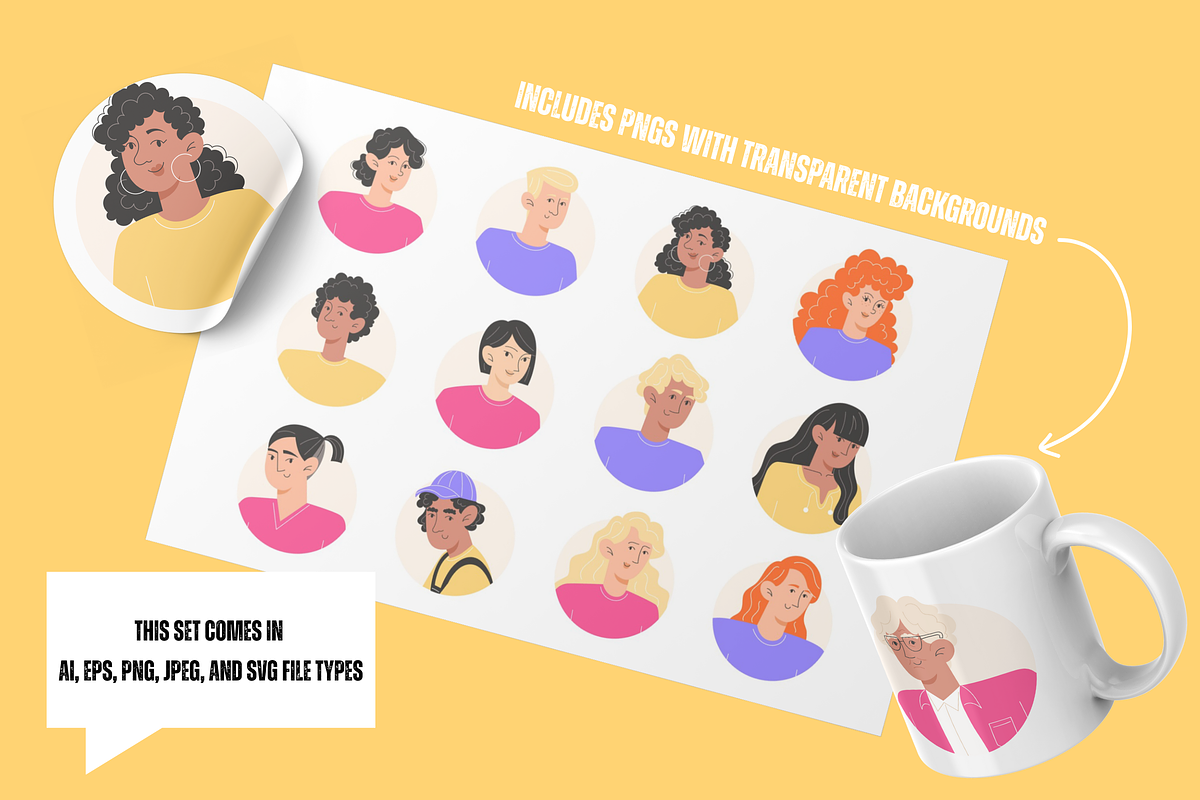 24 Inclusive Flat User Avatars, an Icon by YuskinKot (Photo 4 of 4)