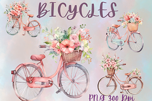 Pastel Bicycles Clipart