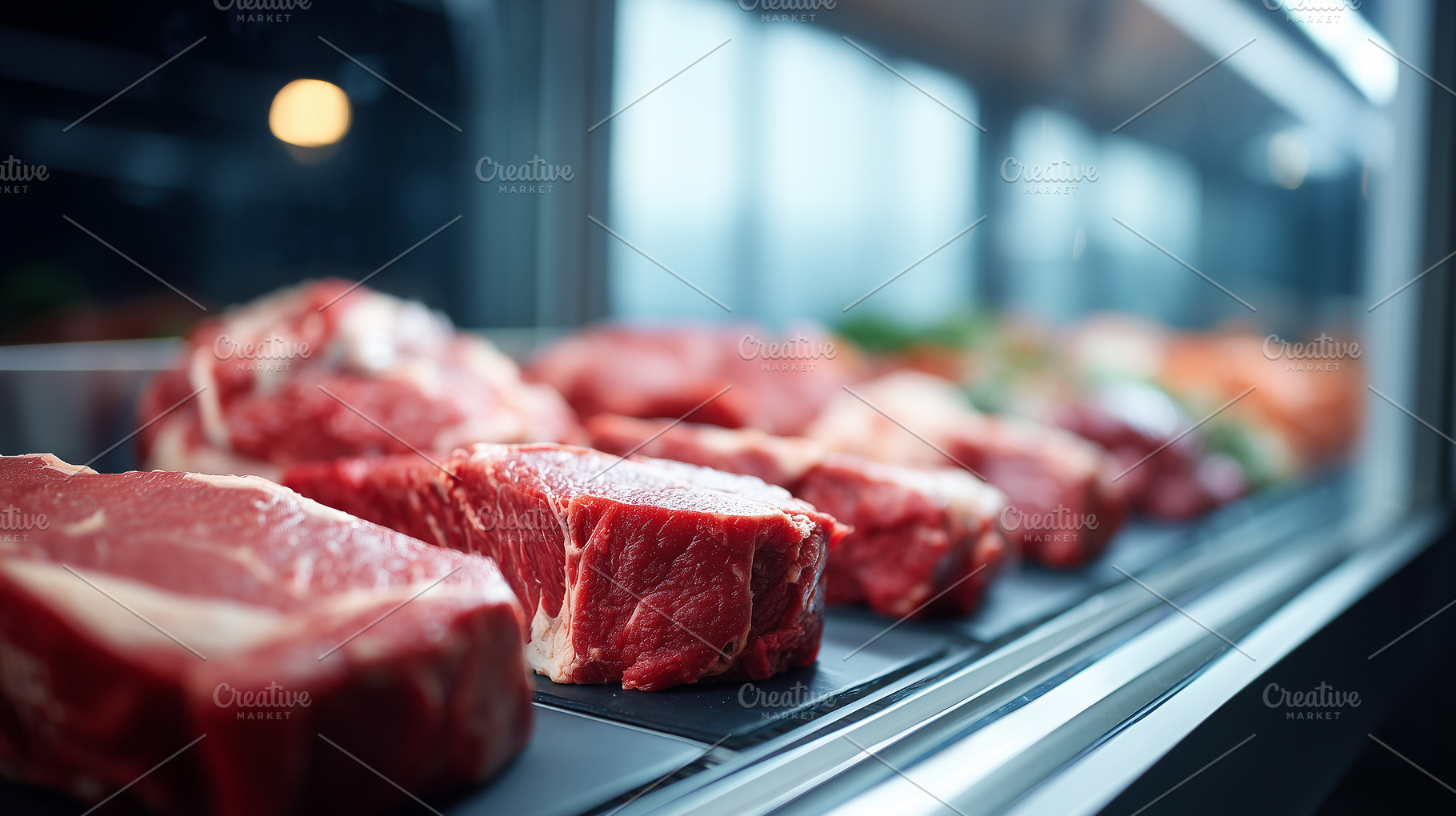 Fresh, raw meat cuts displayed in a, a Food & Drink Photo by MistyDay