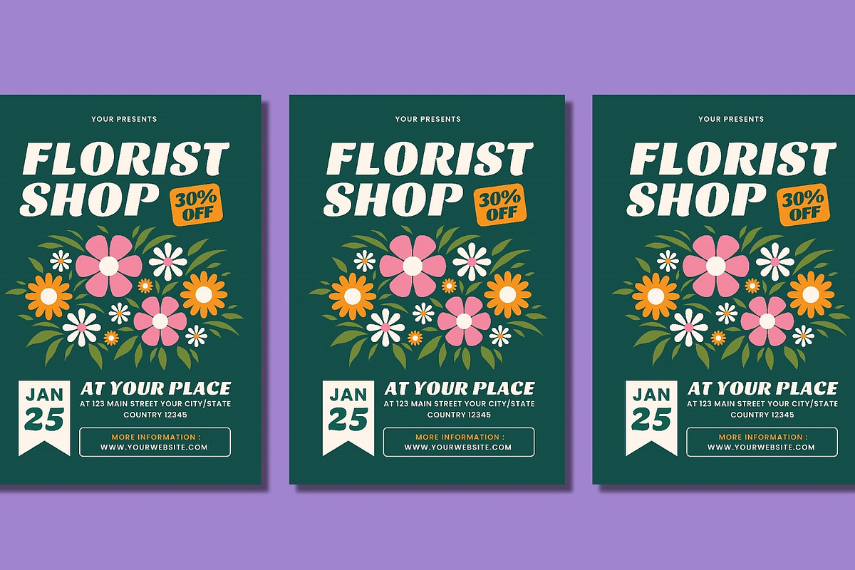 Florist Shop Flyer Set, a Flyer Template by Patria Ari (P4tcreativa) (Photo 4 of 4)