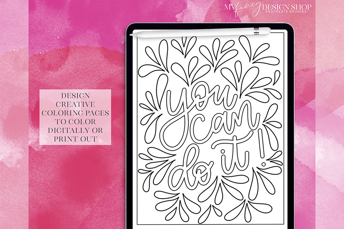 Procreate Outline Lettering Brushes, a Brush Add-On by My Fancy Design Shop (Photo 7 of 10)