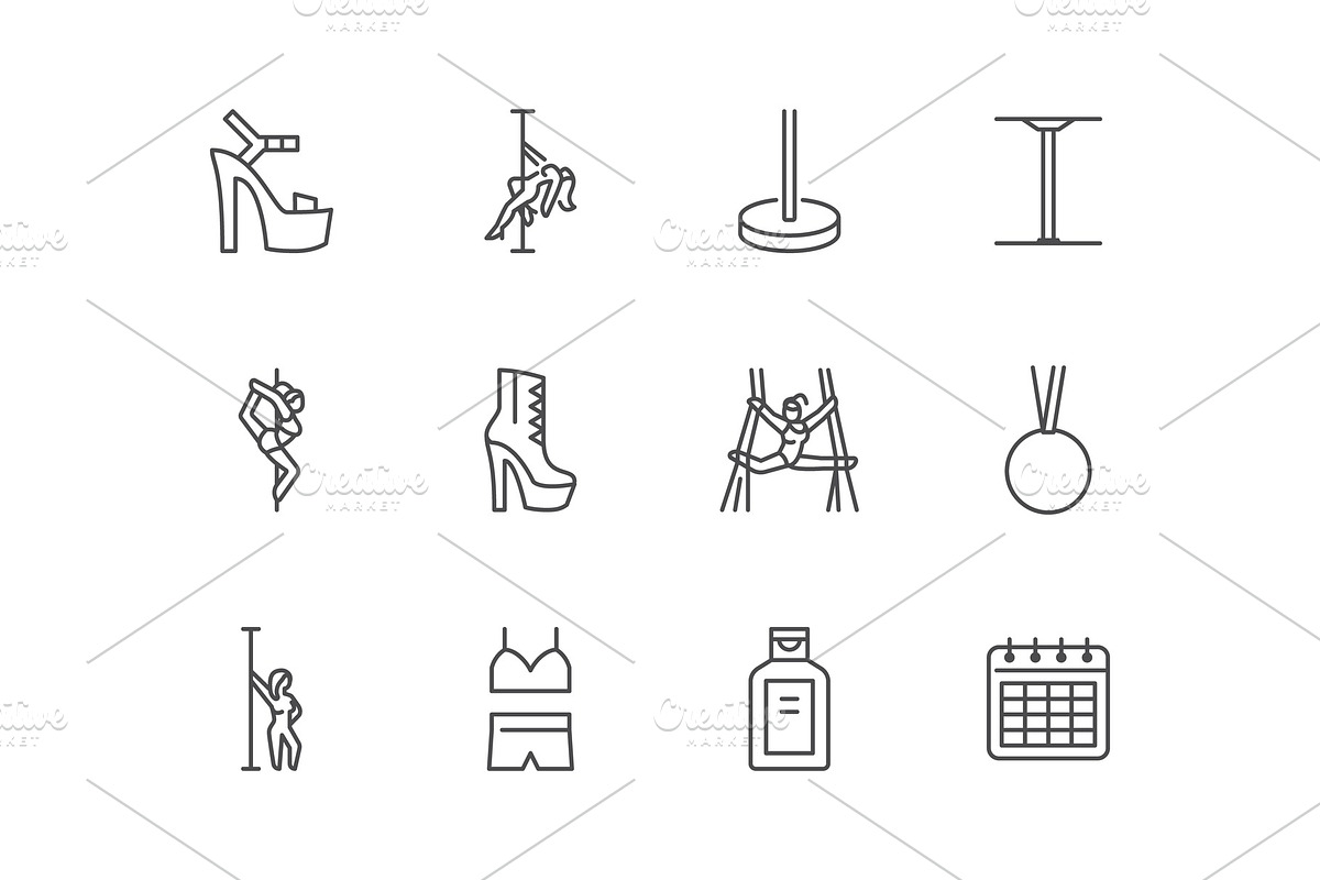 Pole Dance Line Icons, an Outline Icon by Nadiinko