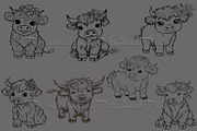 15 Cute Highland Cow Clipart, an Animal Illustration by Art Paradise Studios (Thumbnail 5 of 7)