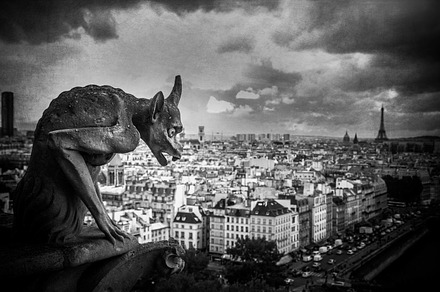 Gargoyle view from notre dame pari stock photo containing famous and building