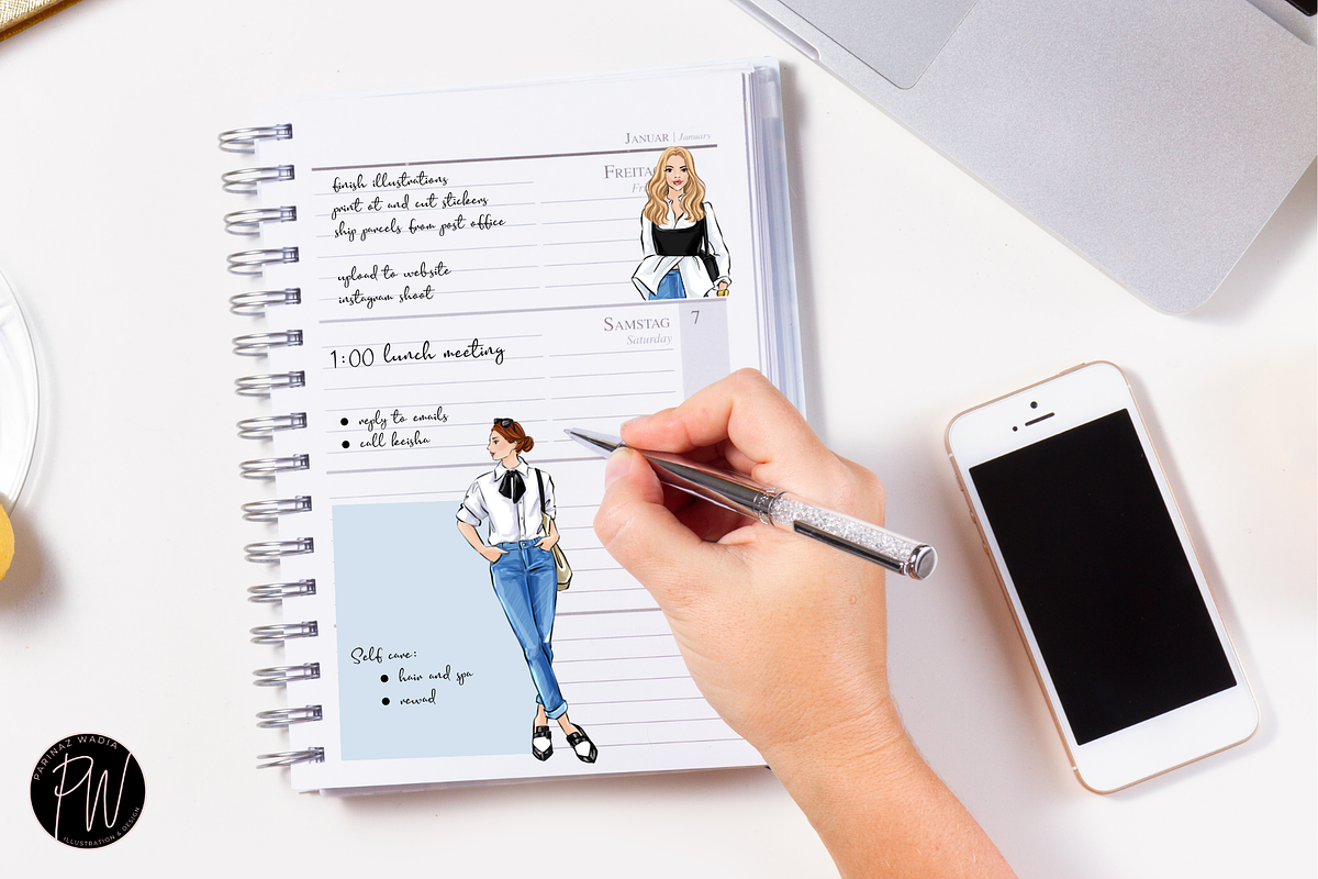 Fashion Girl 61 Watercolor Clipart, a Person Illustration by Parinaz Wadia Design (Photo 11 of 15)