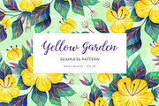 Yellow Garden Floral Pattern, a Pattern Graphic by Velliniki (Thumbnail 1 of 12)