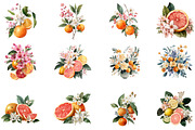 Watercolor Flower And Orange Clipart, an Illustration by DreamCafeArt (Thumbnail 5 of 7)