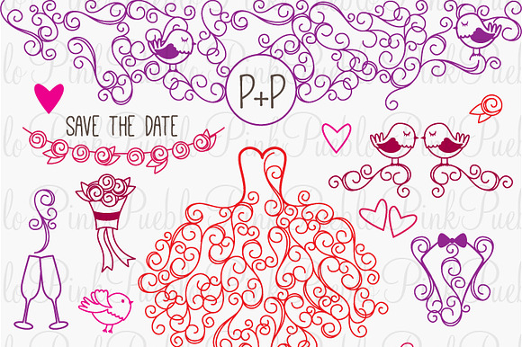 Hand Drawn Wedding Photoshop Brushes preview 3