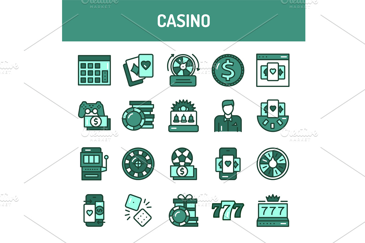 Casino line icons set. Isolated, an Object Graphic by Backwoods_studio