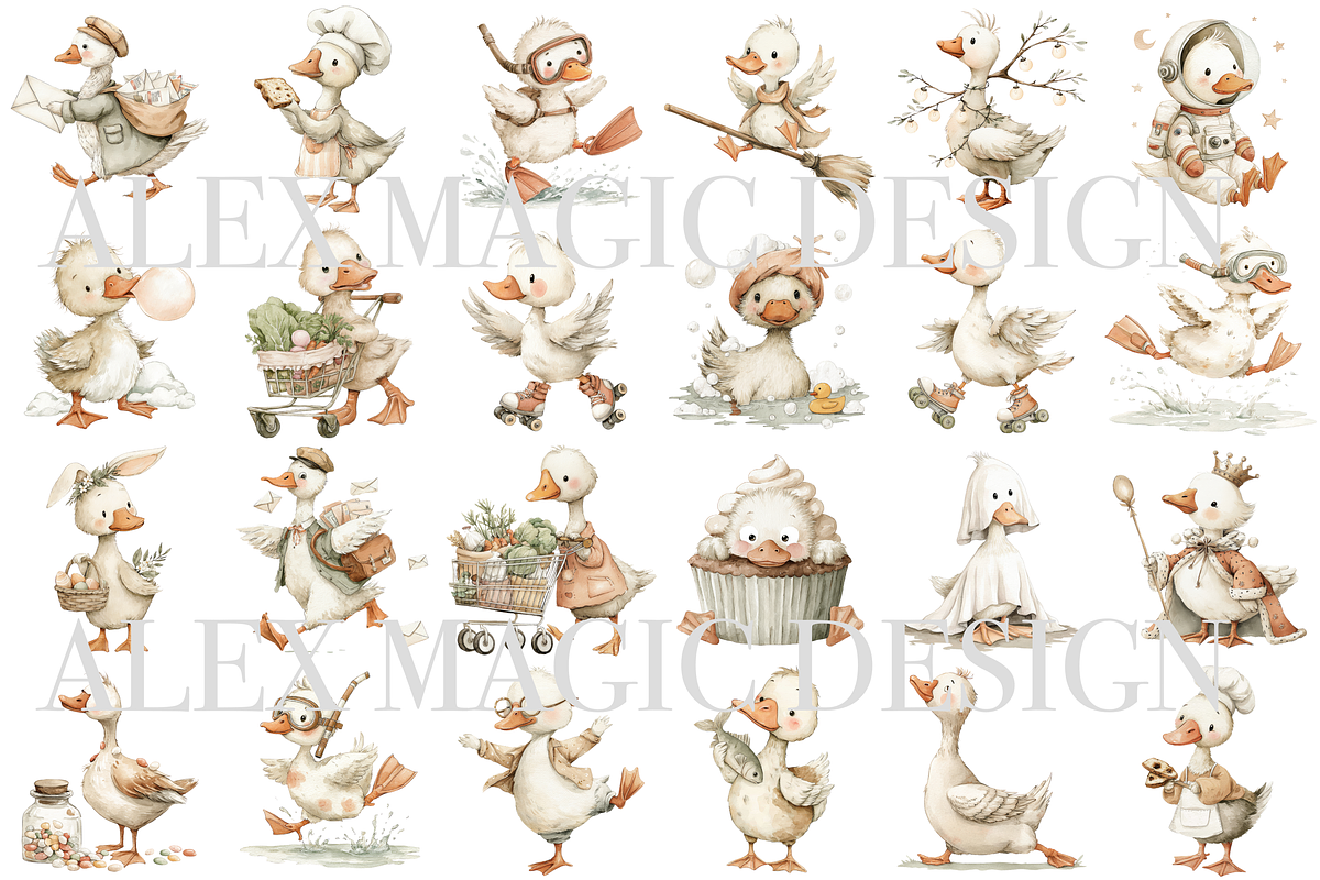 55 Silly Goose Clipart PNGs, an Animal Illustration by Pati Charm Studio (Photo 2 of 9)