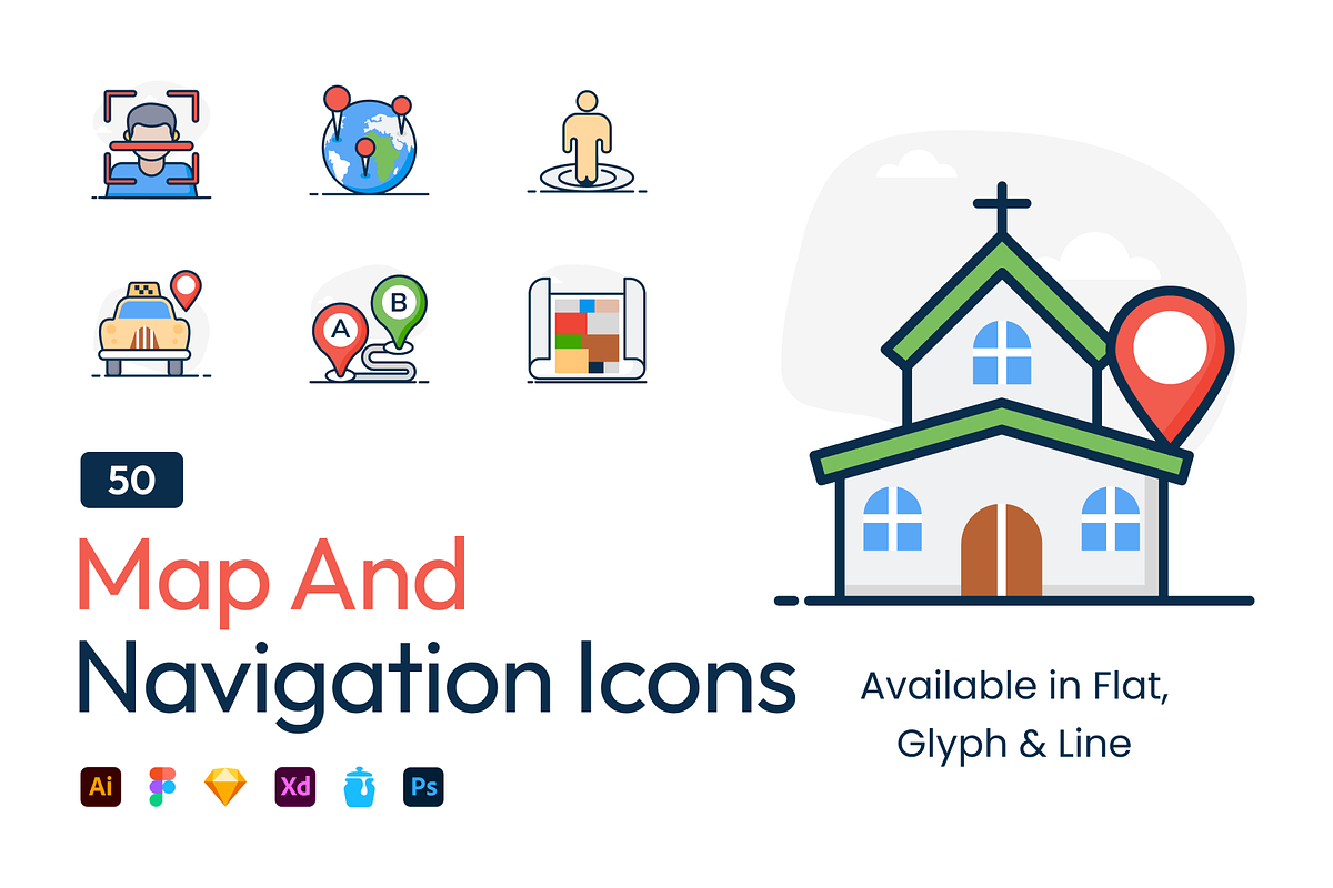 Maps and Navigation Icons, a Duotone Icon by Brickclay (Photo 1 of 7)