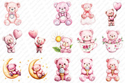Pink Cute Blush Teddy Bear png, an Illustration by Watercolor design (Thumbnail 2 of 11)