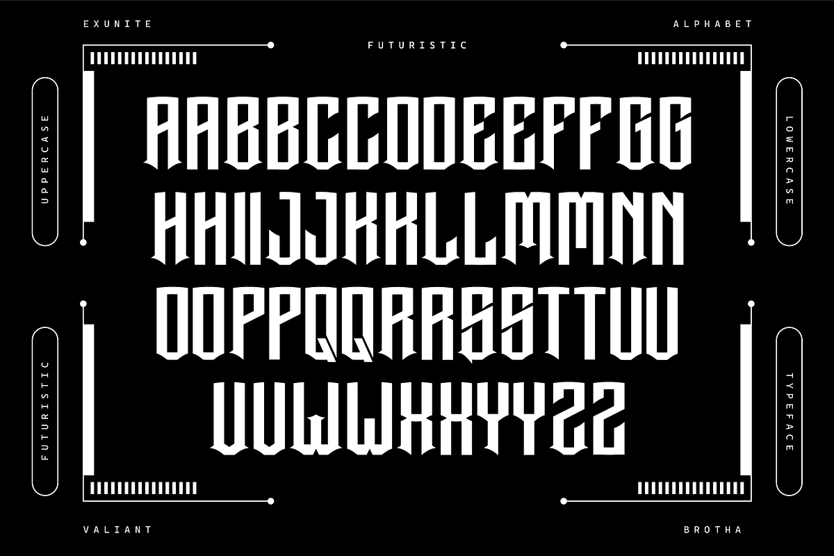 VB Exunite - Futuristic Font, a Serif Font by VALIANTBROTHA (Photo 2 of 9)