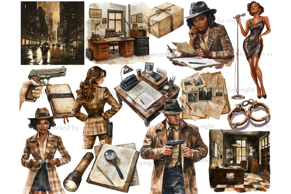 Detective Clipart | True Crime PNG, a Person Illustration by GlamArtZhanna (Photo 4 of 6)