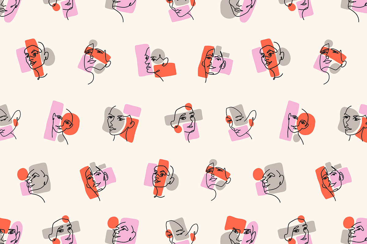 Abstract line faces seamless pattern, a Pattern Graphic by PaperTrident (Photo 2 of 11)
