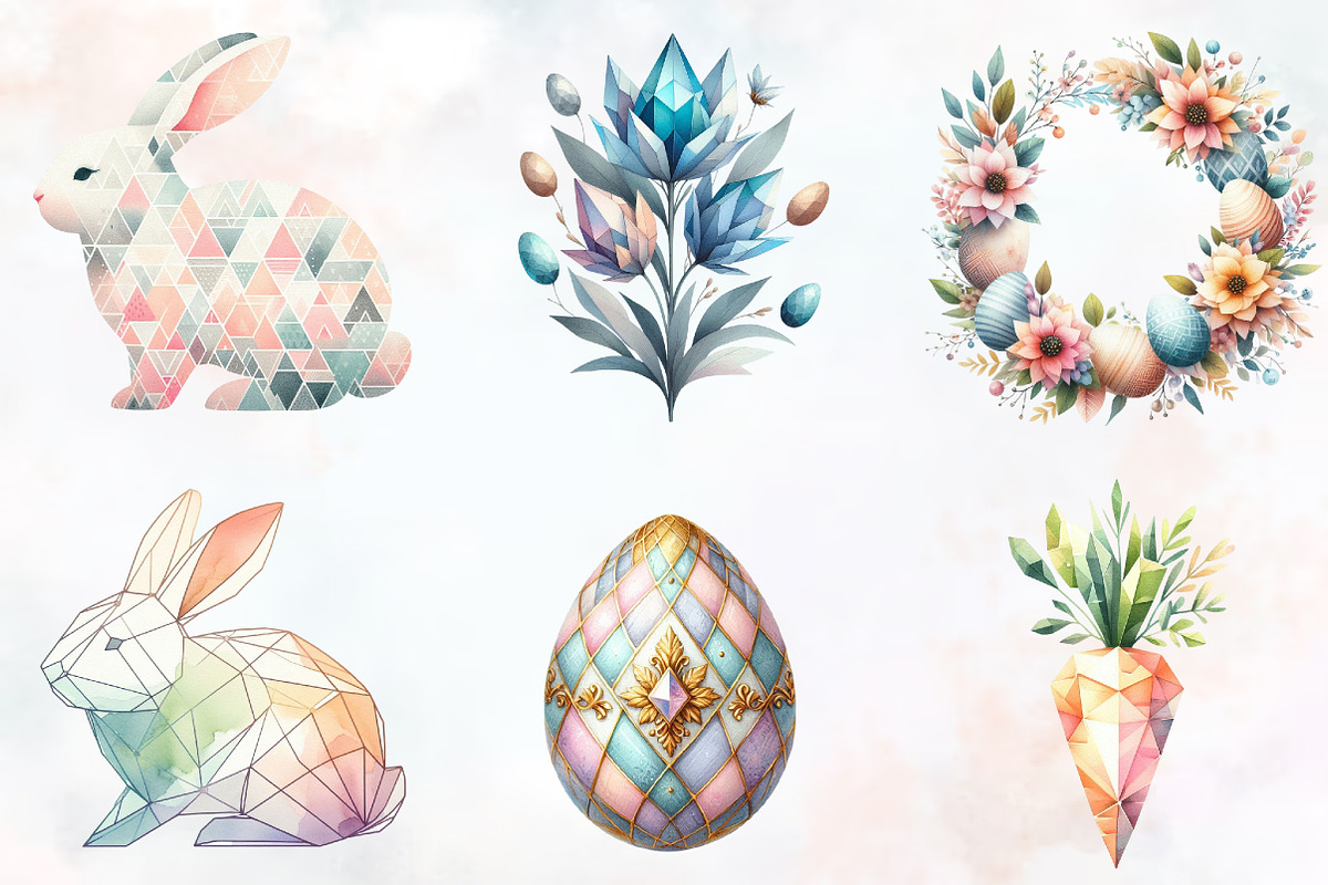 Mega Geometric Pastel Easter Clipart, an Illustration by RobertsArt (Photo 6 of 7)