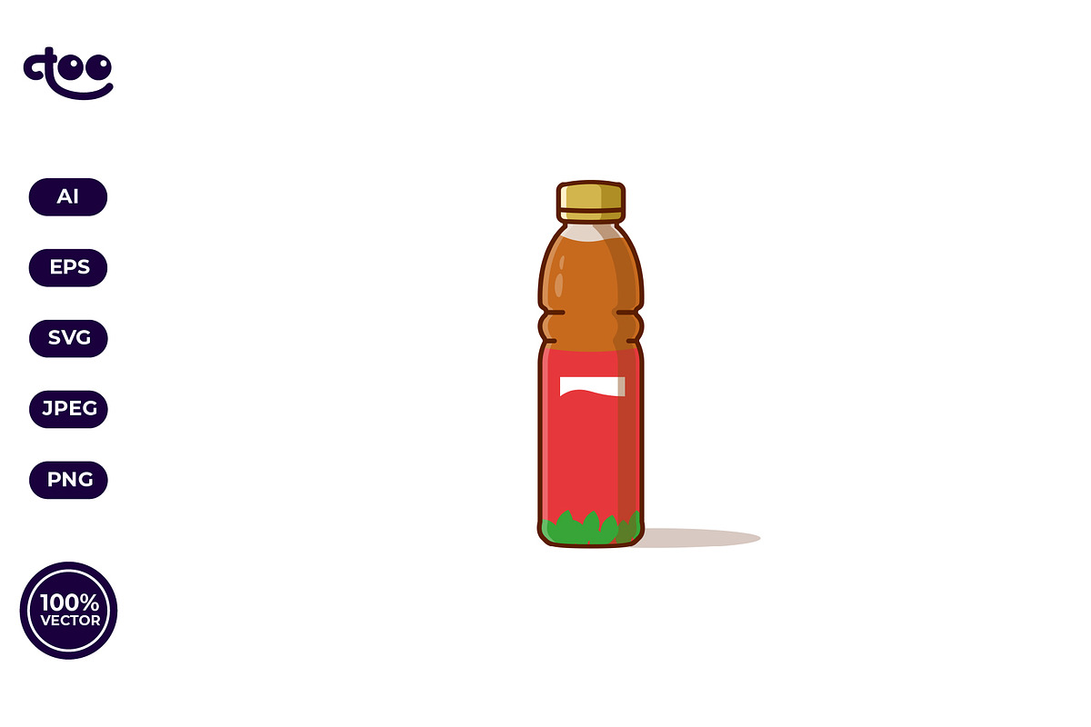 Simple Bottled Tea Drink cartoon, a Food Illustration by Satisfactoons (Photo 2 of 3)