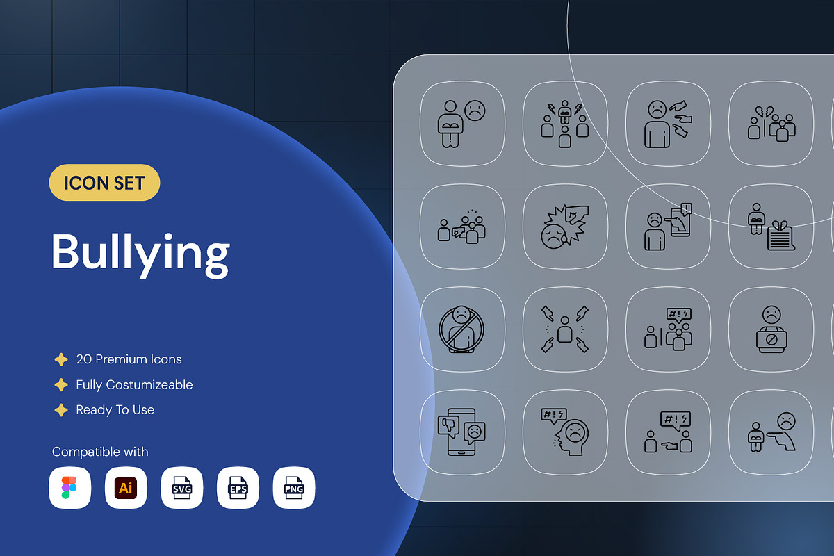 Bullying Icon Set, an Outline Icon by Nathaya Studio (Photo 1 of 2)