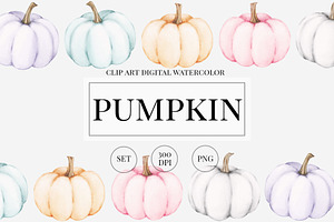 Pumpkin watercolor clipart.