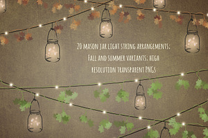 Mason Jar Lights Vines Overlays