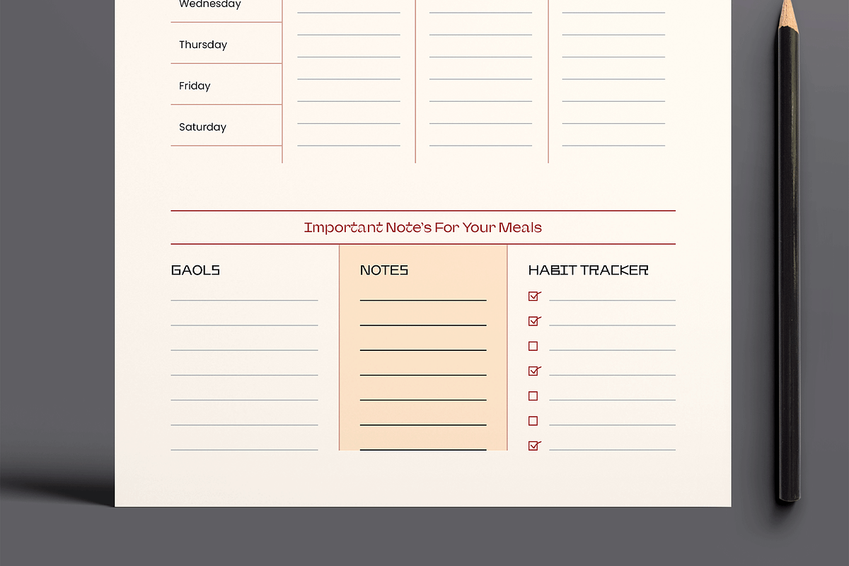 Modern Weekly Meal Planner Template, a Stationery Template by MightyDesign (Photo 3 of 8)