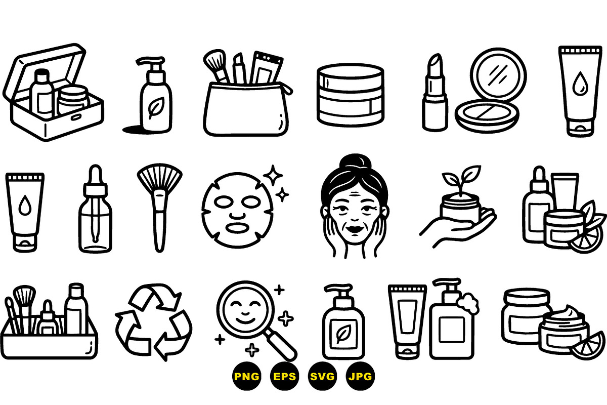 Skincare Essentials Line Art Set, an Illustration by designvectx (Photo 3 of 3)