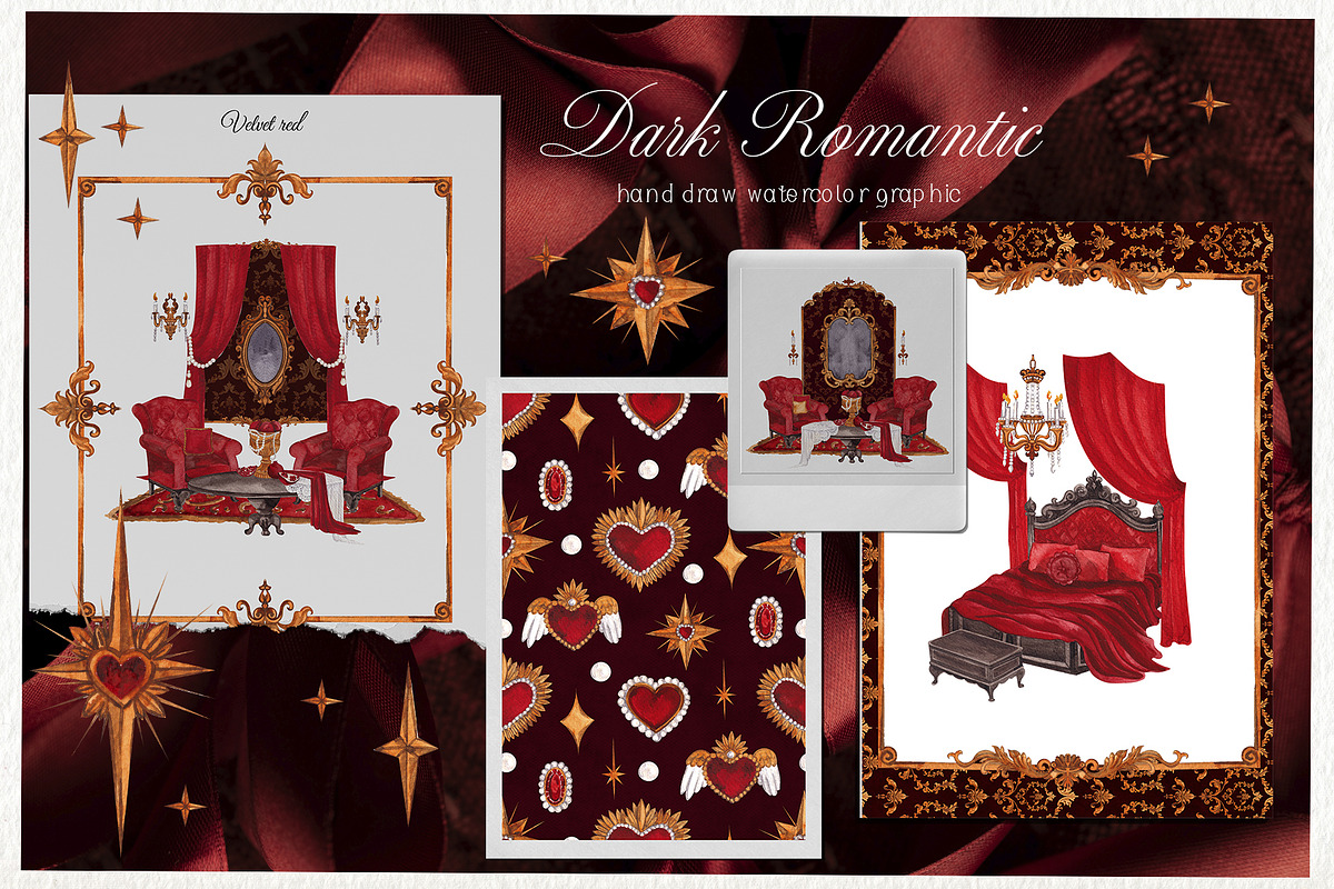 Dark Romantic. Watercolor art, an Object Graphic by ma_i_vi (Photo 3 of 12)