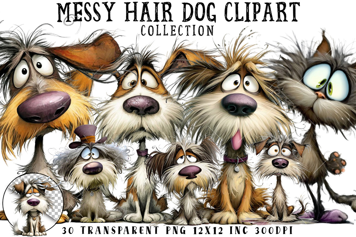 Whimsical Messy Hair Dog ClipArt, an Illustration by OK Design (Photo 1 of 6)