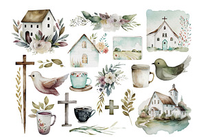 Christian Church Farmhouse Clipart