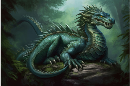 Basilisk mythical dragon serpent, an Animal Illustration by Ylivdesign