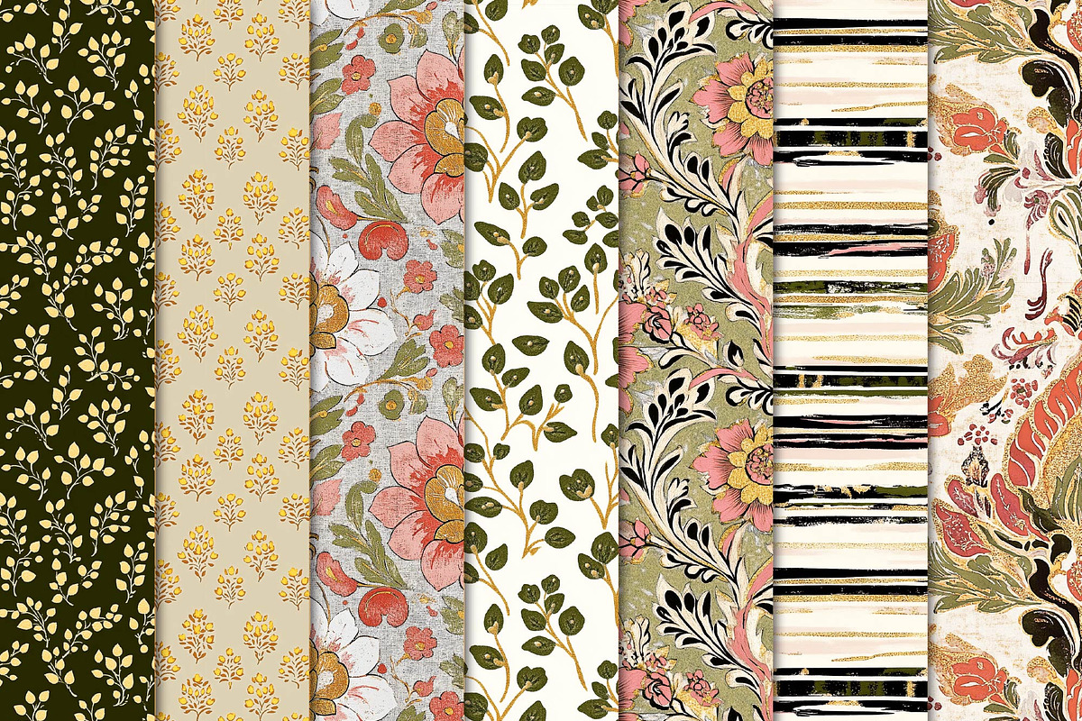 Subtle Boho Seamless Floral Patterns, a Pattern Graphic by Maishop