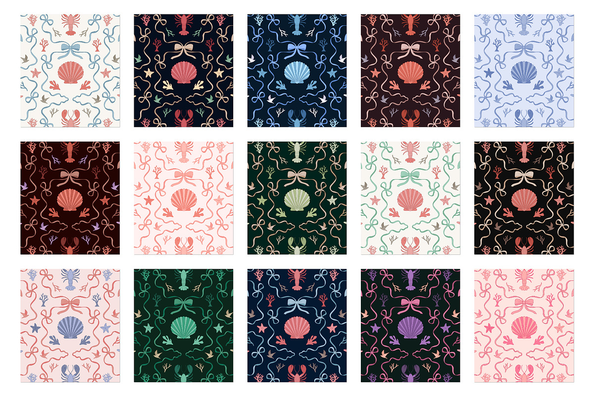 Coastal Coquette Seamless Pattern, a Pattern Graphic by Dina Mae (Photo 14 of 14)