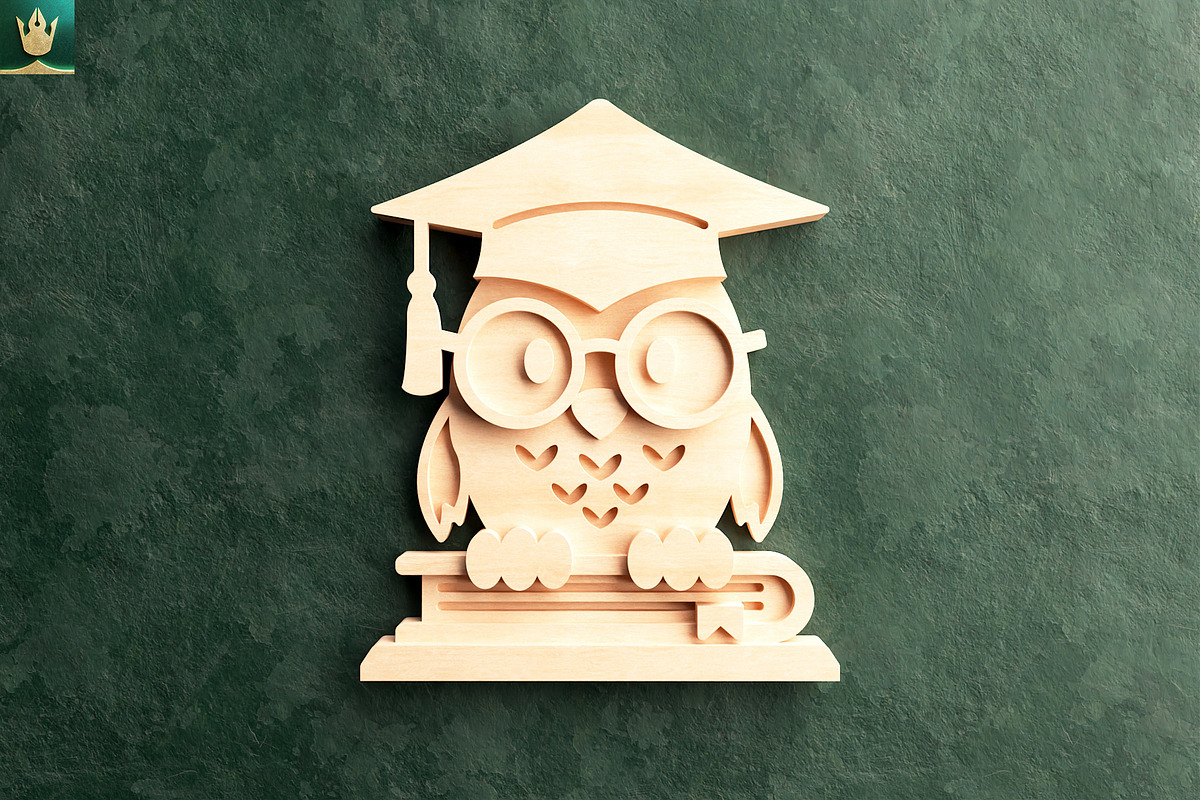Graduation Owl 3D Layered Cut File, an Animal Illustration by pixaroma (Photo 4 of 8)