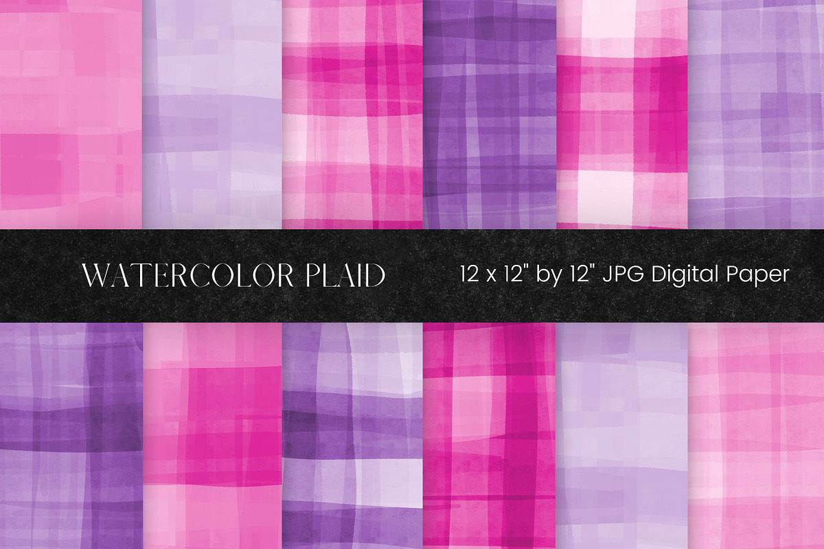 Pink and Purple Watercolor Plaid, an Illustration by Pixafied (Photo 1 of 3)