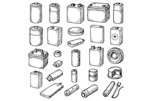 Battery Types Illustration, an Object Graphic by RT Studio