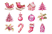 Hot Pink Christmas Clipart, an Illustration by Design Market (Thumbnail 3 of 3)