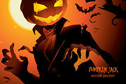 Pumpkin Jack vector poster, an Illustration by ognivo (Thumbnail 1 of 2)