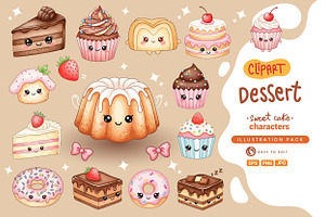 Kawaii Dessert - Clipart Pack.