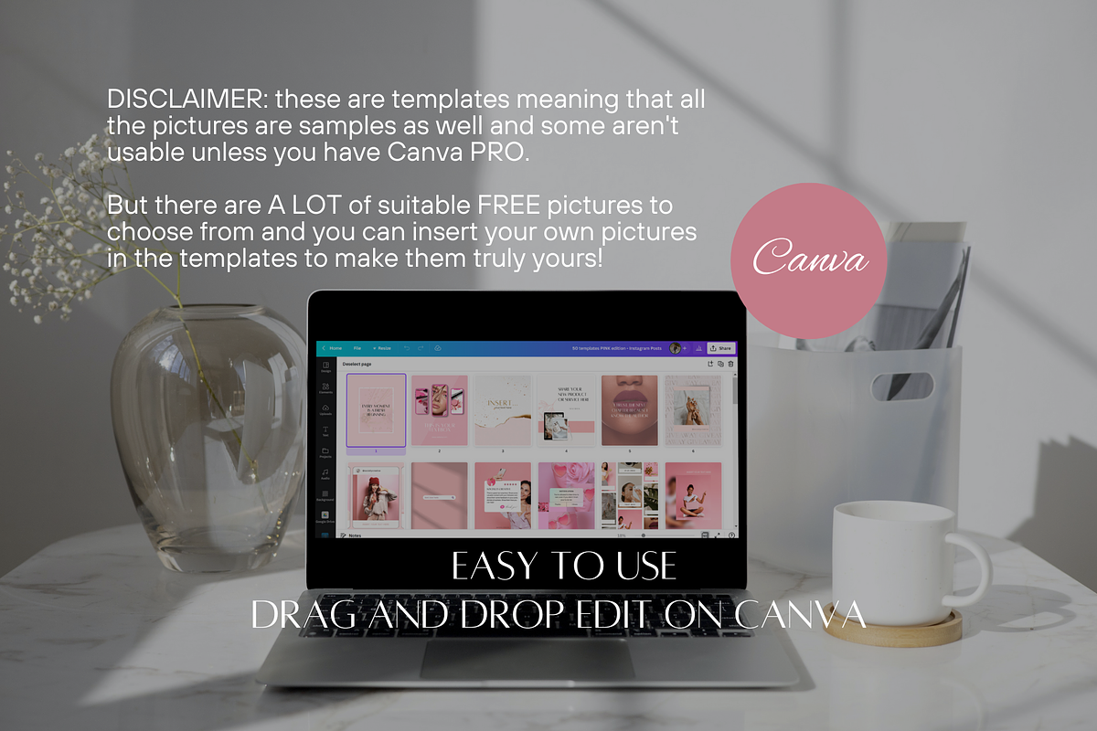 120 Pink Instagram Templates, a Social Media Template by SociallyyCreative (Photo 6 of 8)