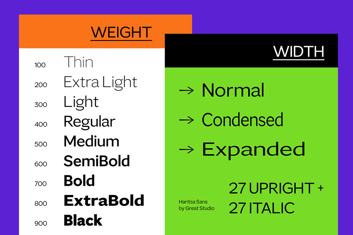 Haritsa Sans - 54 Fonts + Variable, a Sans Serif Font by Mulkan Nazir (Photo 12 of 16)